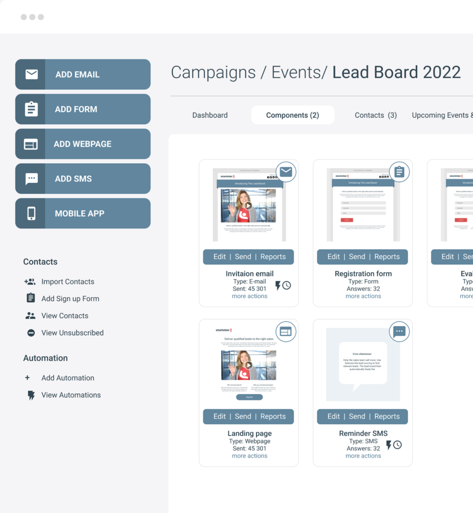 Event management in eMarketeer