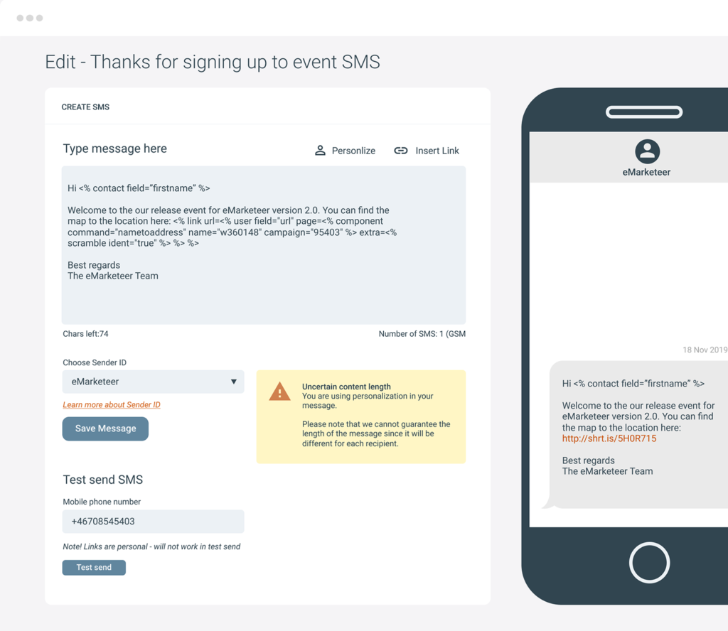 SMS marketing in eMarketeer
